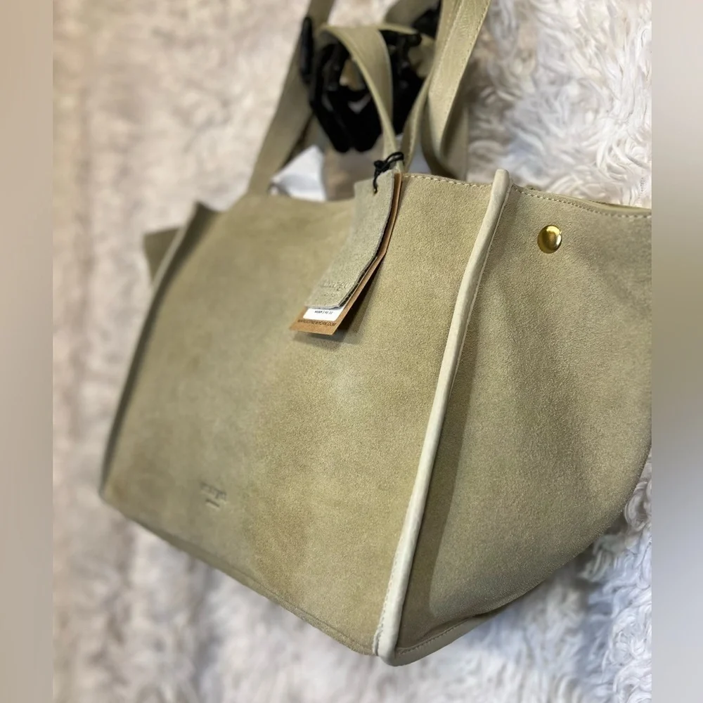 💚💚 NWT- MARGOT NEW YORK Viral JAMEE Double Handle Suede Shoulder Bag Tote💚💚